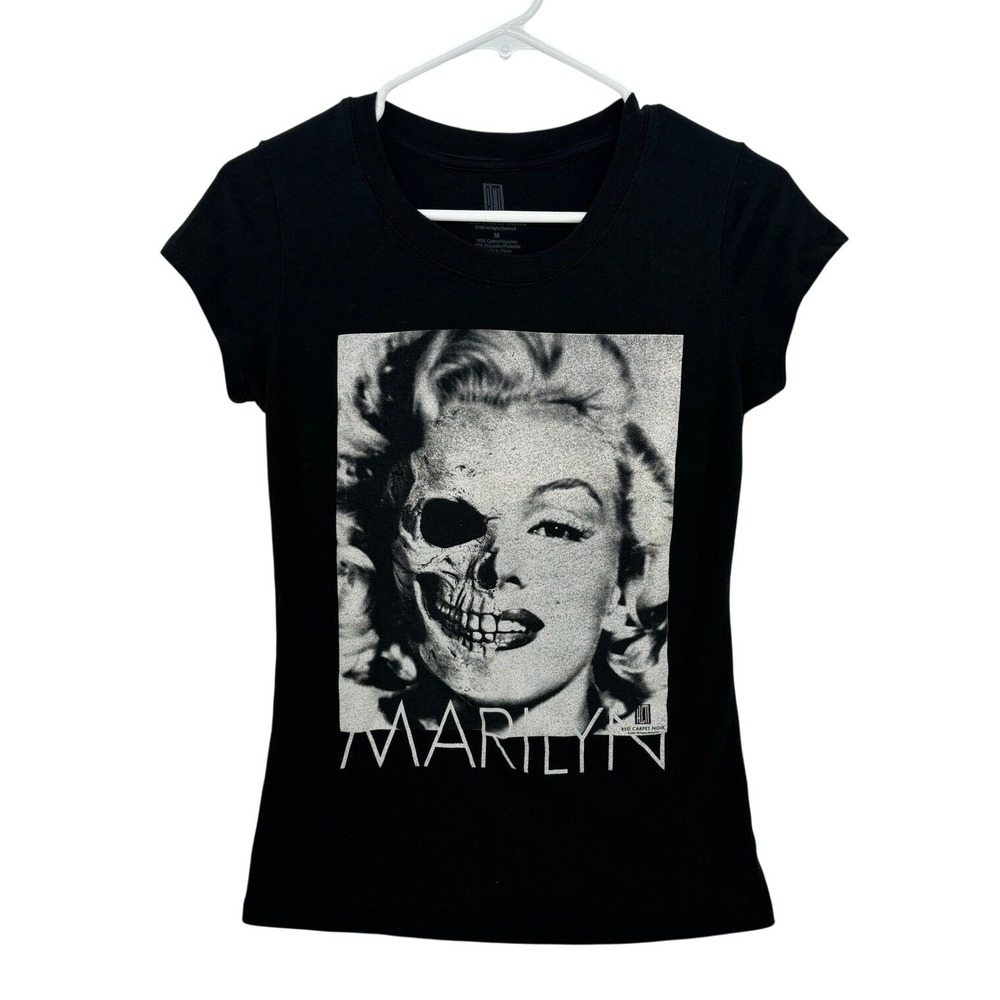 Marilyn Monroe T Shirt MEDIUM Black Skeleton Edgy Punk Rock Casual Glam Grunge